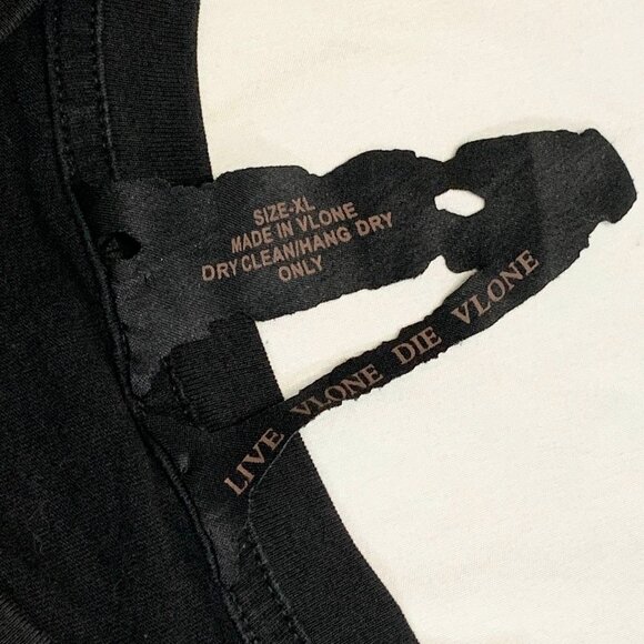 Vlone Staple T-Shirt Black/Grey Distressed Logo V Live Die Vlone Tee XL USA Made - Picture 4 of 6